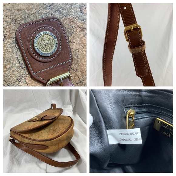 Genuine vintage PIERRE BALMAIN world map saddle bag crossbody - Picture 14 of 14